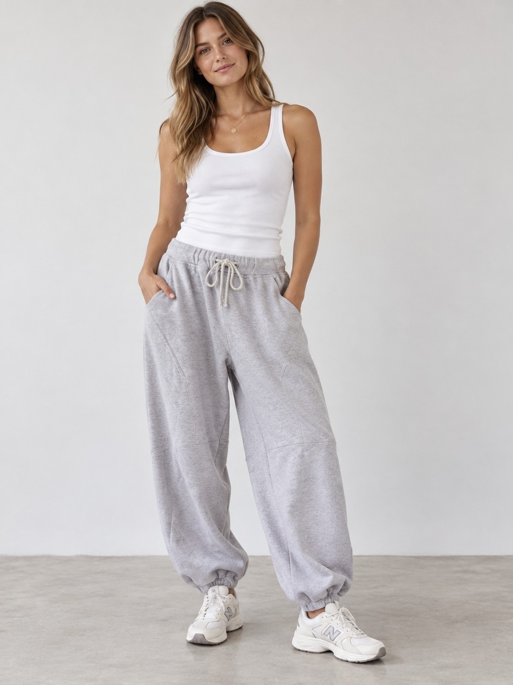 aerie Light Gray Relaxed Drawstring Joggers